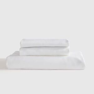 NWOT QUINCE Bamboo Fitted Sheet Set Full White 5127